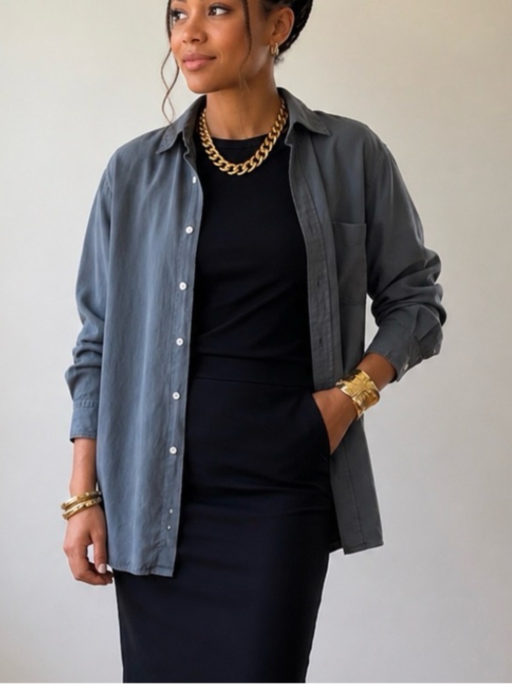 Banana Republic Slate Gray Button-Down Shirt